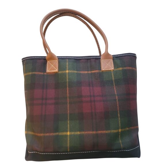 L.L.Bean HTF Picnic Zipper Canvas Tote Blanket Set Multi Plaid Used Once - Picture 4 of 15